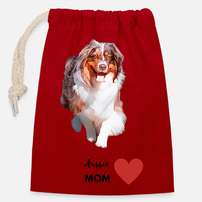 Maman australienne - Sac cadeau en coton avec cordon (14 x 20 cm) - rouge