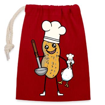 Cacahuète poulet soupe louche Chef cuisine Art culinaire - Sac cadeau en coton avec cordon (14 x 20 cm) - rouge - Devant