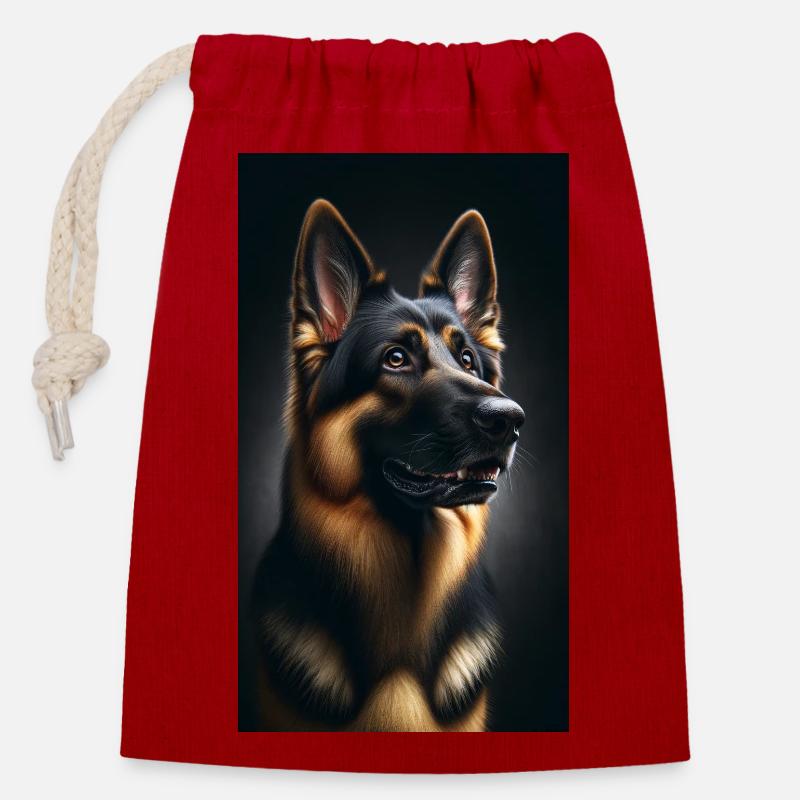 Hund Deutscher Schäferhund - Verschließbarer Geschenkbeutel aus Baumwolle (14x20cm) - Rot