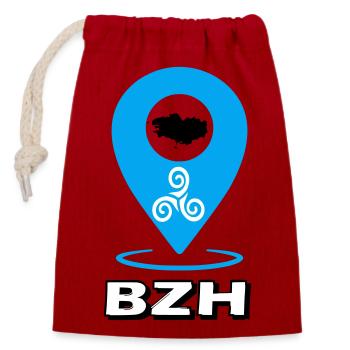 Triskel Breizh Blue - Closable cotton gift bag (14x20cm) - red - Front
