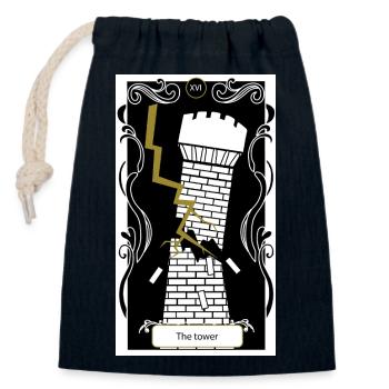 Der Turm - Verschließbarer Geschenkbeutel aus Baumwolle (14x20cm) - Navy - Vorne