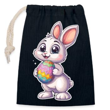 Chemise de Pâques mignonne Lapin de Pâques Cool - Sac cadeau en coton avec cordon (14 x 20 cm) - bleu marine - Devant
