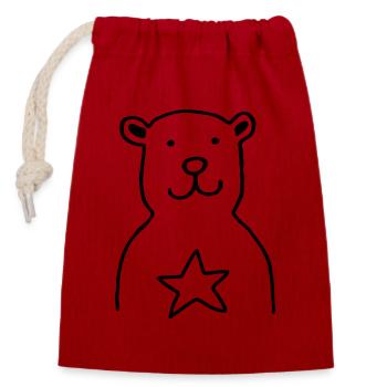 BAER STAR black - Verschließbarer Geschenkbeutel aus Baumwolle (14x20cm) - Rot - Vorne