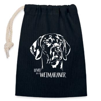 Aimé par un Weimaraner Hundespruch Hunde Wilsigns - Sac cadeau en coton avec cordon (14 x 20 cm) - bleu marine - Devant
