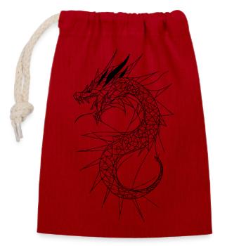 Asiatischer Drache - Verschließbarer Geschenkbeutel aus Baumwolle (14x20cm) - Rot - Vorne