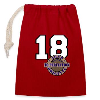 18th Birthday ,Age of Age , Aged to Perfection(25 - Closable cotton gift bag (14x20cm) - red - Front