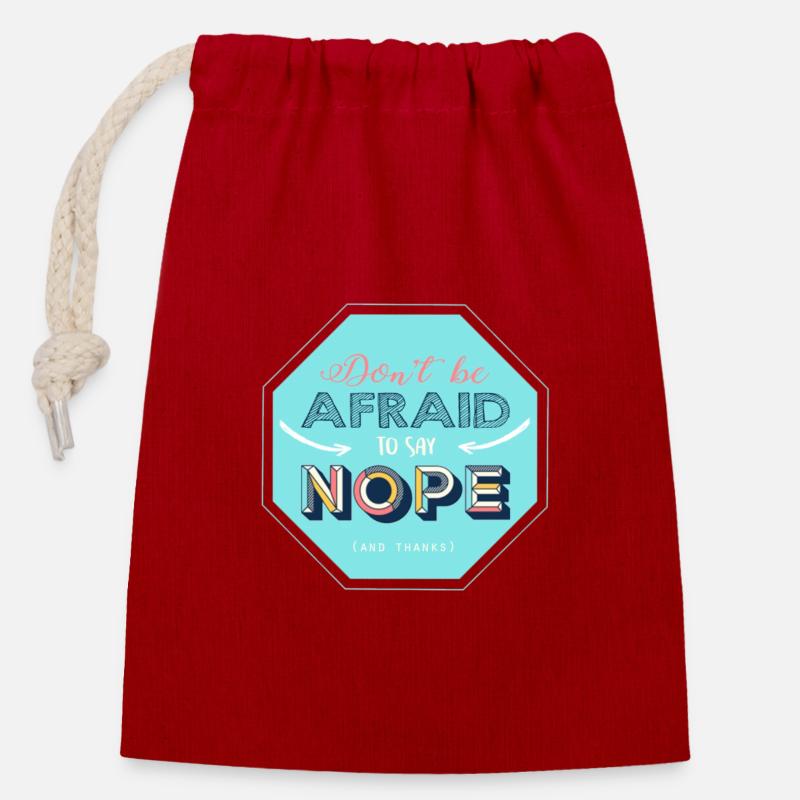 Nope design - Closable cotton gift bag (14x20cm) - red