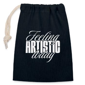 Feeling artistic today - Closable cotton gift bag (14x20cm) - navy - Front