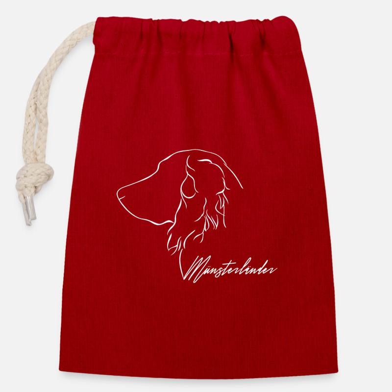 MÜNSTERLAENDER Profil Jagdhunde Jagdhund Wilsigns - Verschließbarer Geschenkbeutel aus Baumwolle (14x20cm) - Rot