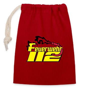 Freiwillige Feuerwehr , Shirt , Feuerwehr 112 (25) - Verschließbarer Geschenkbeutel aus Baumwolle (14x20cm) - Rot - Vorne