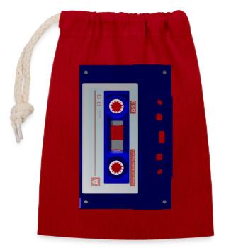 Casette transparent - Closable cotton gift bag (14x20cm) - red - Front