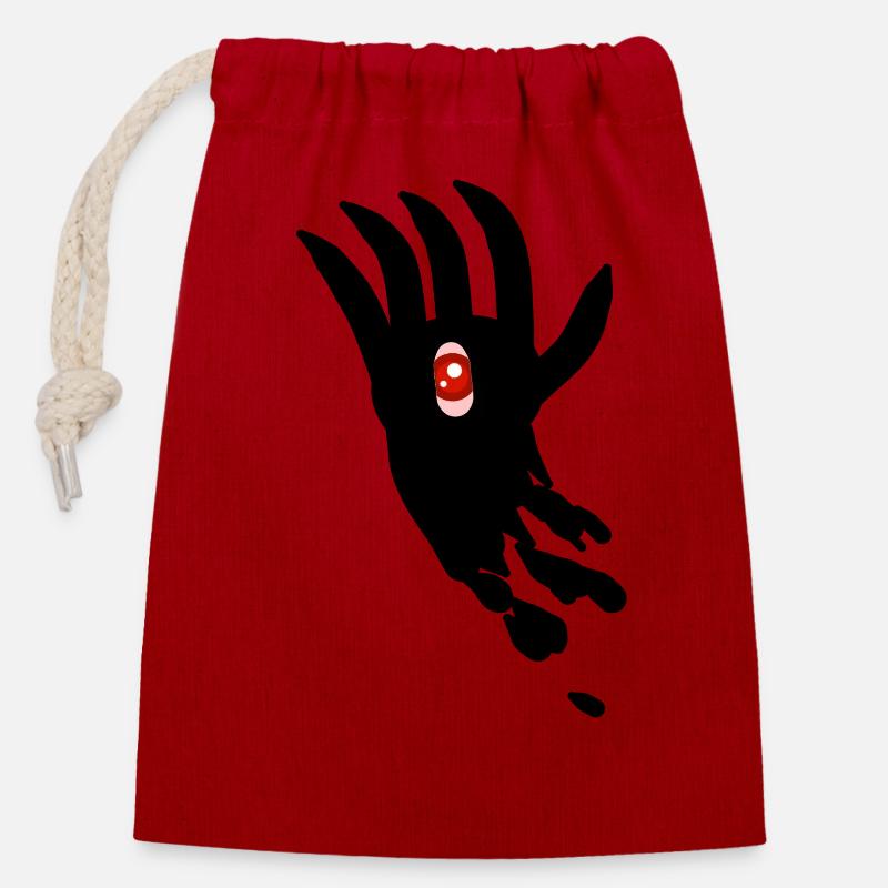 Cool hand with eye - Closable cotton gift bag (14x20cm) - red