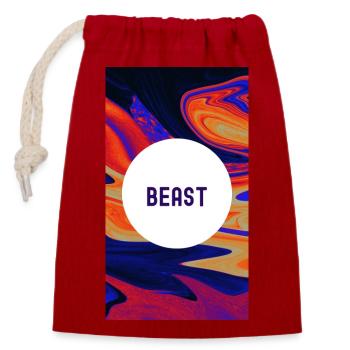 Beast Motivational: Entfessle deine innere Kraft - Verschließbarer Geschenkbeutel aus Baumwolle (14x20cm) - Rot - Vorne