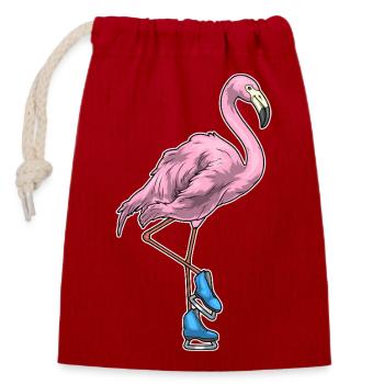 Flamingo Eislaufen Schlittschuhe Wintersport - Closable cotton gift bag (14x20cm) - red - Front