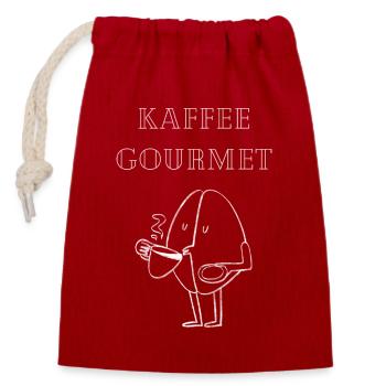 Kaffee Gourmet - Verschließbarer Geschenkbeutel aus Baumwolle (14x20cm) - Rot - Vorne