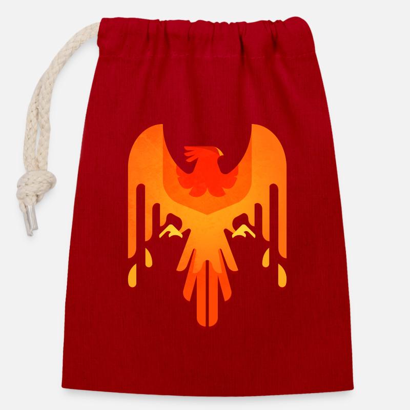 Phénix - Sac cadeau en coton avec cordon (14 x 20 cm) - rouge