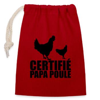 Meilleur Papa | Certifié Papa Poule - Sac cadeau en coton avec cordon (14 x 20 cm) - rouge - Devant