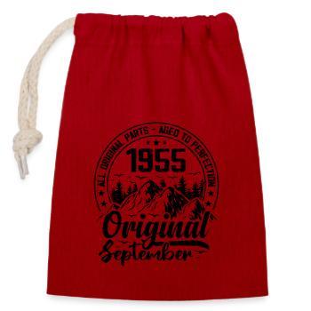 1955 September Original 69 Jahre altes Geburtstagsgeschenk - Verschließbarer Geschenkbeutel aus Baumwolle (14x20cm) - Rot - Vorne