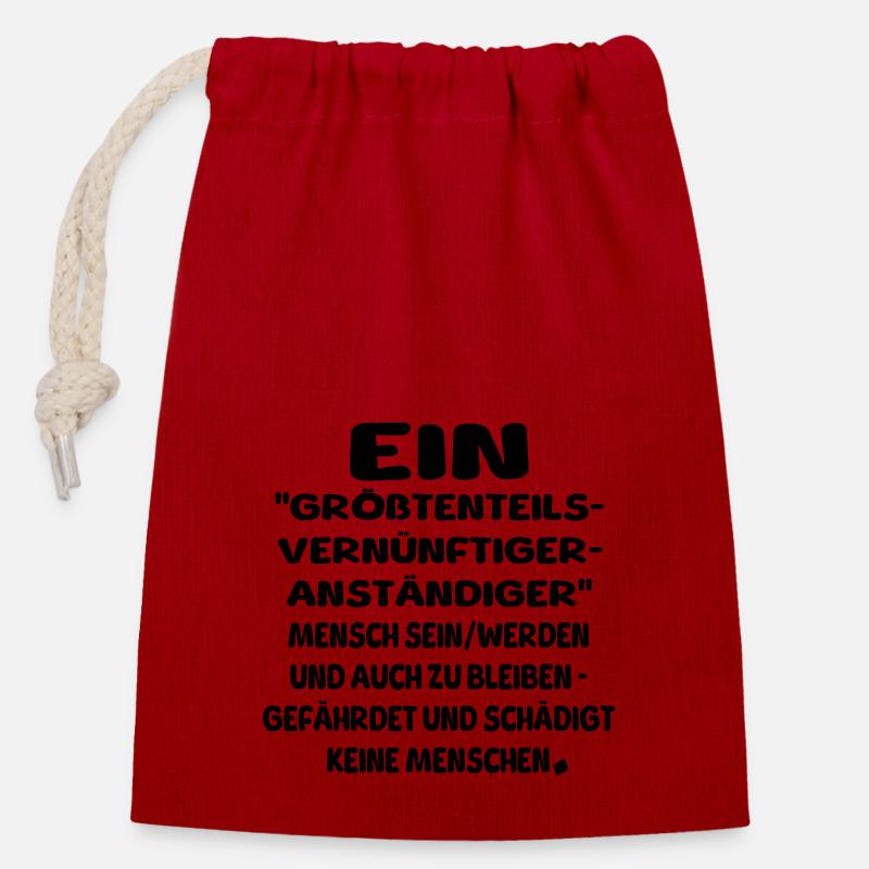 Mensch sein werden bleiben - Verschließbarer Geschenkbeutel aus Baumwolle (14x20cm) - Rot