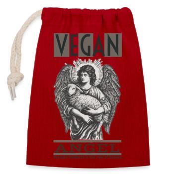 ANGE VÉGÉTALIEN - Sac cadeau en coton avec cordon (14 x 20 cm) - rouge - Devant