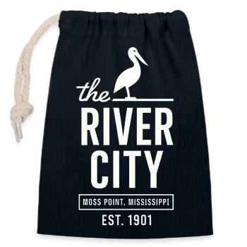 River City Pelican Moss Point 1901 - Sac cadeau en coton avec cordon (14 x 20 cm) - bleu marine - Devant