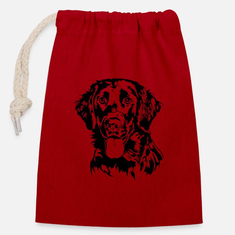 FLAT COATED RETRIEVER Hunde Hund Jagdhund Wilsigns - Verschließbarer Geschenkbeutel aus Baumwolle (14x20cm) - Rot
