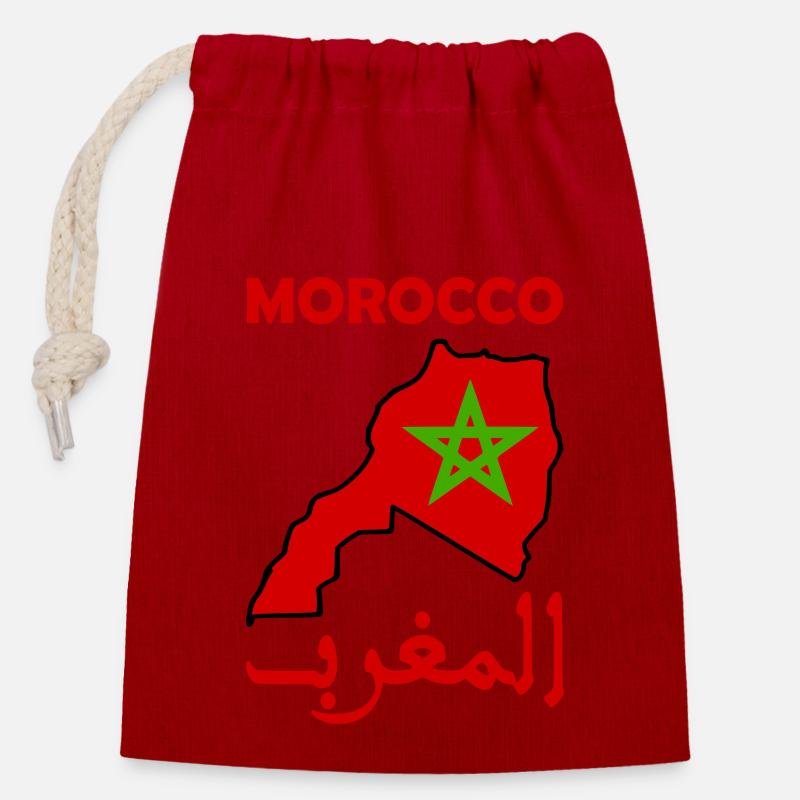 Maroc - Sac cadeau en coton avec cordon (14 x 20 cm) - rouge