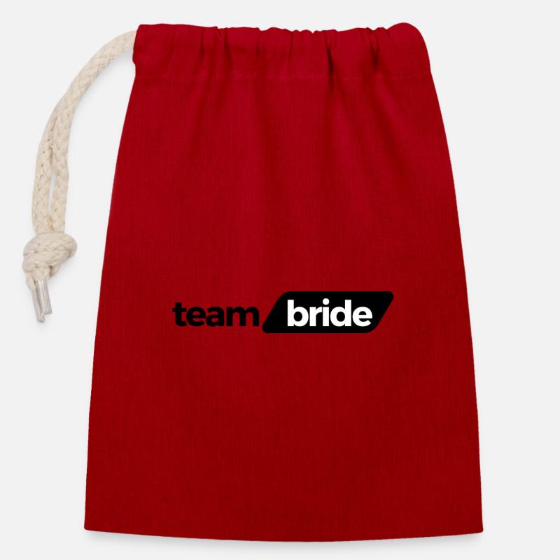 Team Bride - Verschließbarer Geschenkbeutel aus Baumwolle (14x20cm) - Rot