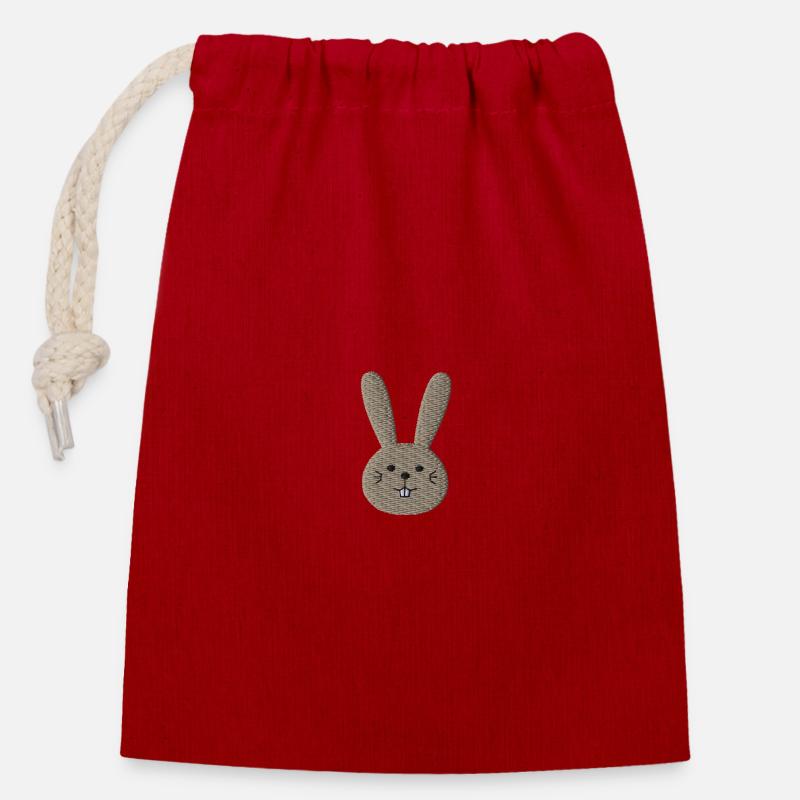 Rabbit - Verschließbarer Geschenkbeutel aus Baumwolle (14x20cm) - Rot