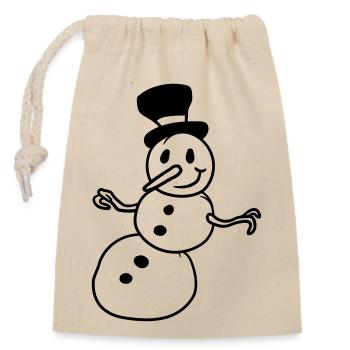 dessin animé bonhomme de neige comique chapeau froehlicher cylindre - Sac cadeau en coton avec cordon (14 x 20 cm) - nature - Devant