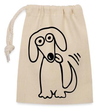 lustiger süßer Hund Dackel Comic Cartoon Hunde Fun - Verschließbarer Geschenkbeutel aus Baumwolle (14x20cm) - Natur - Vorne