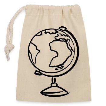 Globe, hand-drawn. Drawing. Geography - Closable cotton gift bag (14x20cm) - nature - Front