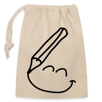 doodle_smiley_1c - Sac cadeau en coton avec cordon (14 x 20 cm) - nature - Devant