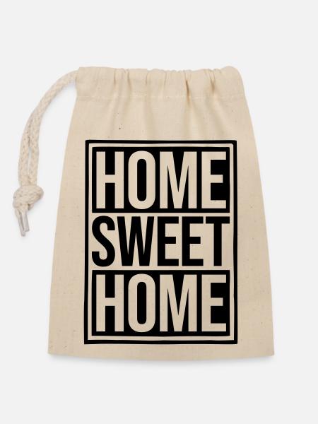 Home Sweet Home - Verschließbarer Geschenkbeutel aus Baumwolle (14x20cm) - Natur