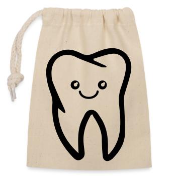 zahn smile - Verschließbarer Geschenkbeutel aus Baumwolle (14x20cm) - Natur - Vorne