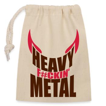 Heavy F#ckin' Metal Hard Rock Music Text Fun Zitat - Verschließbarer Geschenkbeutel aus Baumwolle (14x20cm) - Natur - Vorne