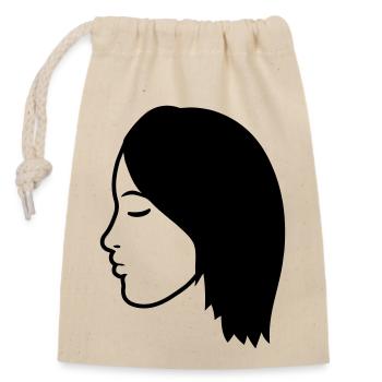 kopf gesicht weiblich frau girl maedchen huebsch s - Verschließbarer Geschenkbeutel aus Baumwolle (14x20cm) - Natur - Vorne