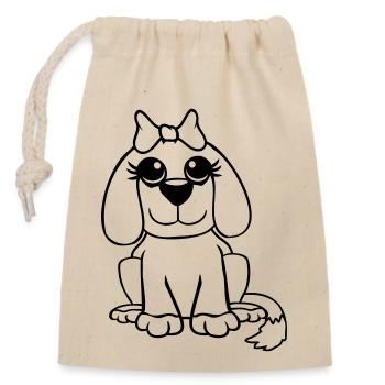 chien assis petit jolie dame arc femelle - Sac cadeau en coton avec cordon (14 x 20 cm) - nature - Devant