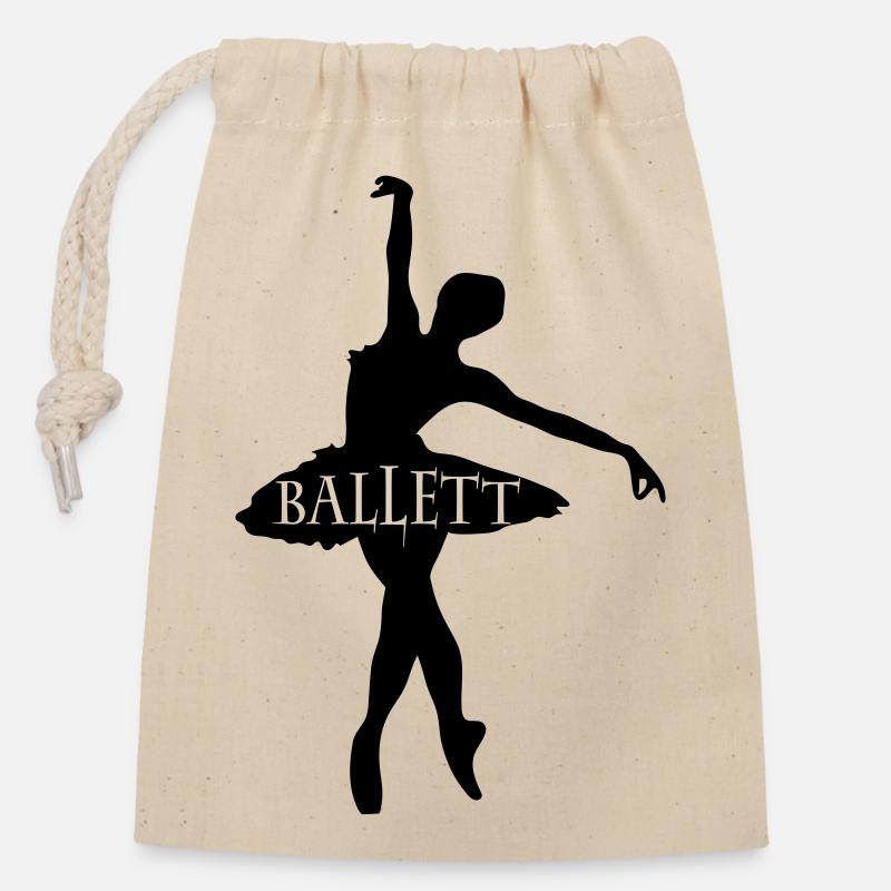 ballet - Closable cotton gift bag (14x20cm) - nature