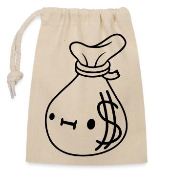 Comic Face Money Sack - Closable cotton gift bag (14x20cm) - nature - Front