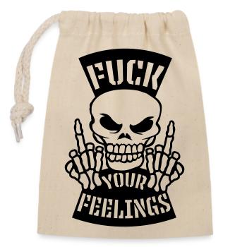 Citation fuck your feelings - Sac cadeau en coton avec cordon (14 x 20 cm) - nature - Devant