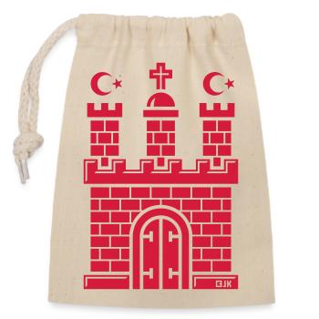 Hamburg Wappen Mit Halbmond (Türkisch / Red) - Verschließbarer Geschenkbeutel aus Baumwolle (14x20cm) - Natur - Vorne