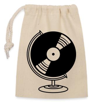 platte vinyl dj musik globus club party disko plan - Verschließbarer Geschenkbeutel aus Baumwolle (14x20cm) - Natur - Vorne