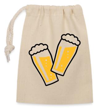 2 Biergläser Stoßen An (Bier / Willibecher / 2C) - Verschließbarer Geschenkbeutel aus Baumwolle (14x20cm) - Natur - Vorne