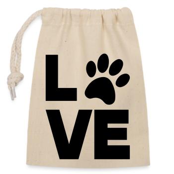 paw love - Closable cotton gift bag (14x20cm) - nature - Front