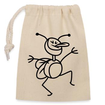 funny_bug_1c - Sac cadeau en coton avec cordon (14 x 20 cm) - nature - Devant