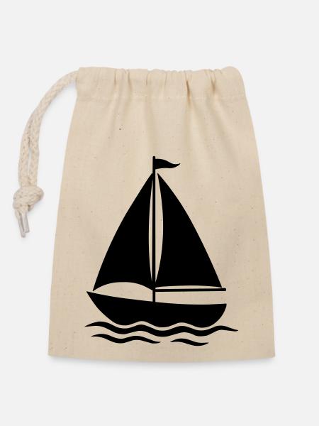 segelschiff - Verschließbarer Geschenkbeutel aus Baumwolle (14x20cm) - Natur