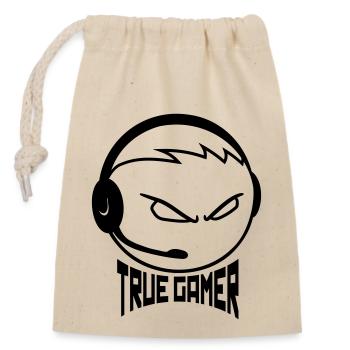 gamer nerd casque geek gamble c - Sac cadeau en coton avec cordon (14 x 20 cm) - nature - Devant