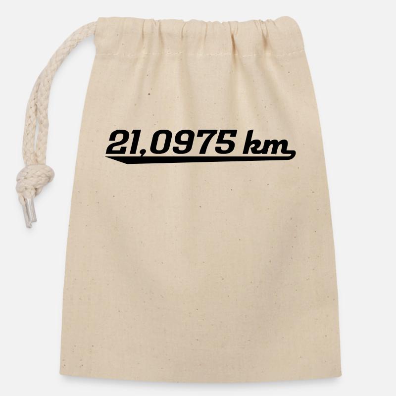 semi-marathon - Sac cadeau en coton avec cordon (14 x 20 cm) - nature