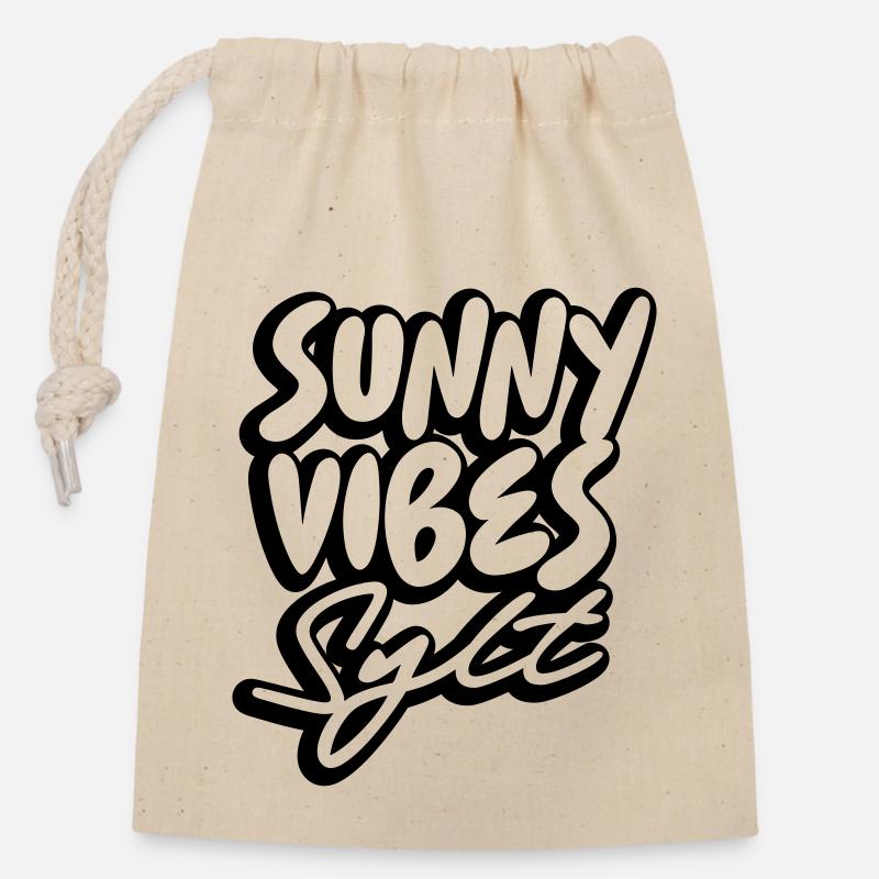 SUNNY VIBES SYLT - Closable cotton gift bag (14x20cm) - nature